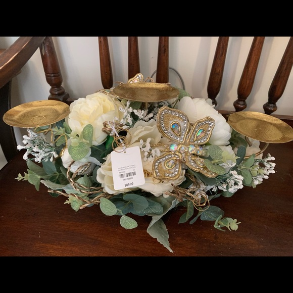 Pier 1 Easter Capiz Butterfly Floral/Spring Candleholder Centerpiece